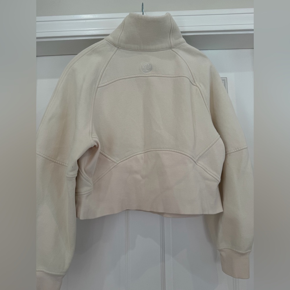 lululemon athletica Cream Half-Zip Sweatshirt. Scuba funnel neck cropped. - Picture 4 of 5